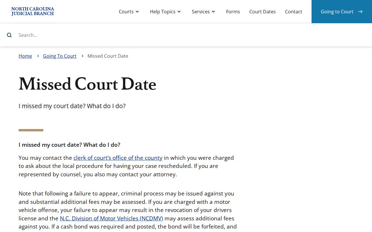 Clay County court calendar missed court date guidance