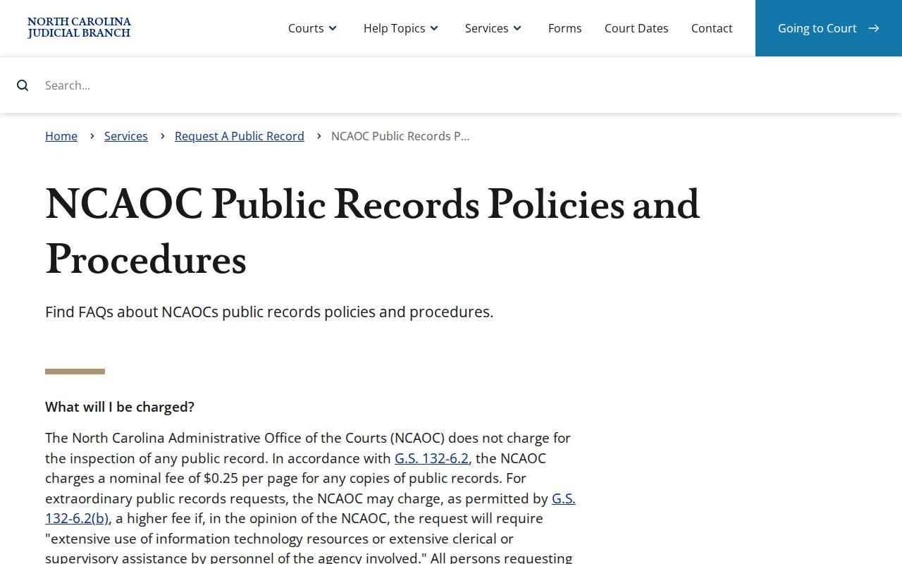 Clay County court records NCAOC policies page