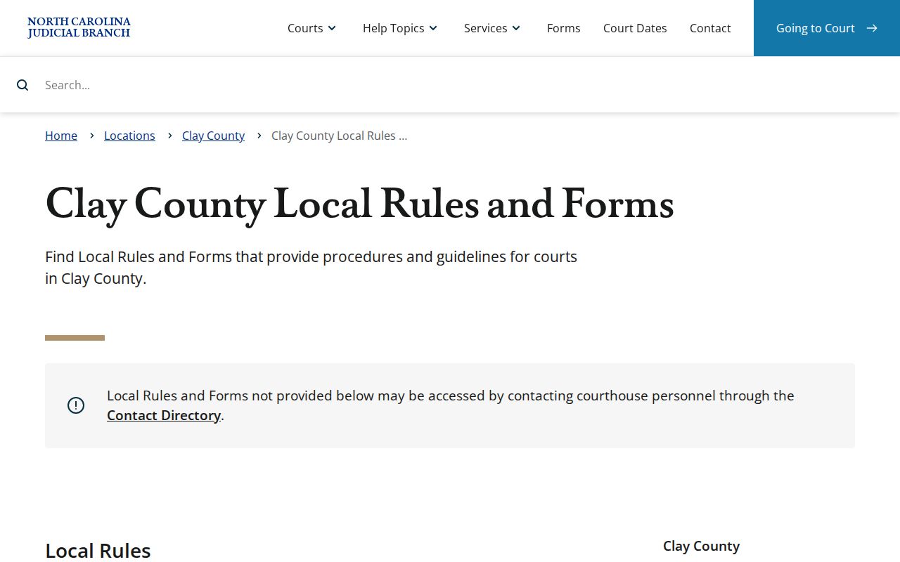 Clay County criminal docket local rules and forms reference