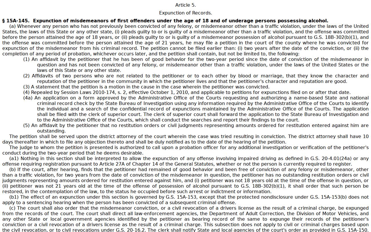 Clay County criminal docket expunction confidentiality statute reference