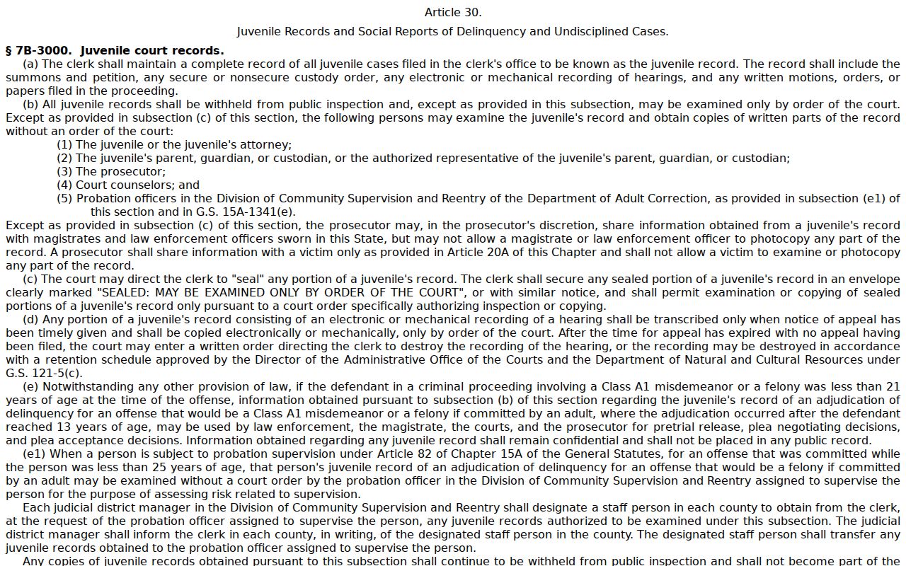 Clay County criminal docket juvenile record confidentiality reference