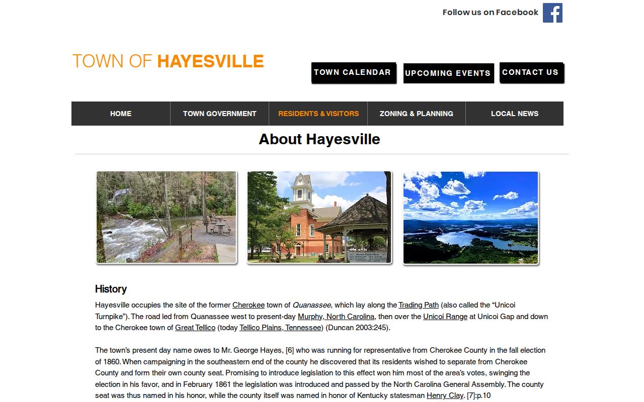 Hayesville court docket historic town context
