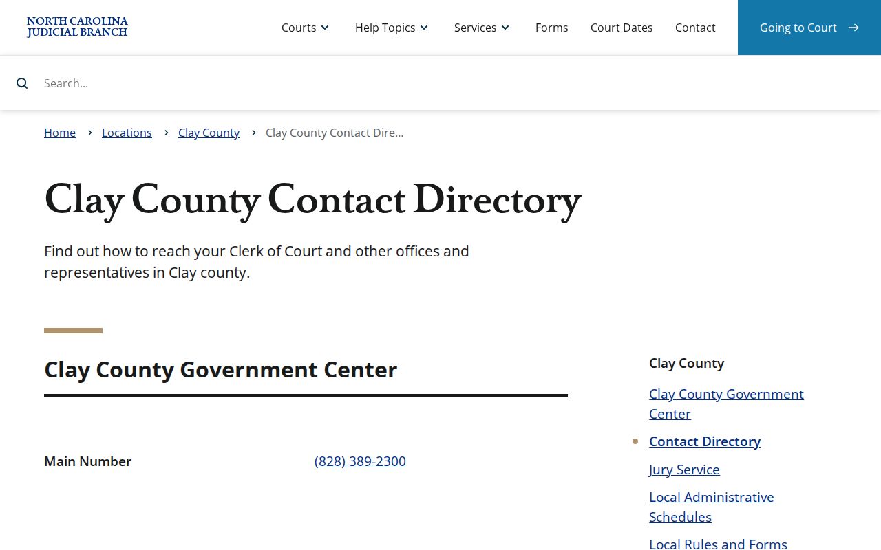 Clay County court docket Clerk contact directory