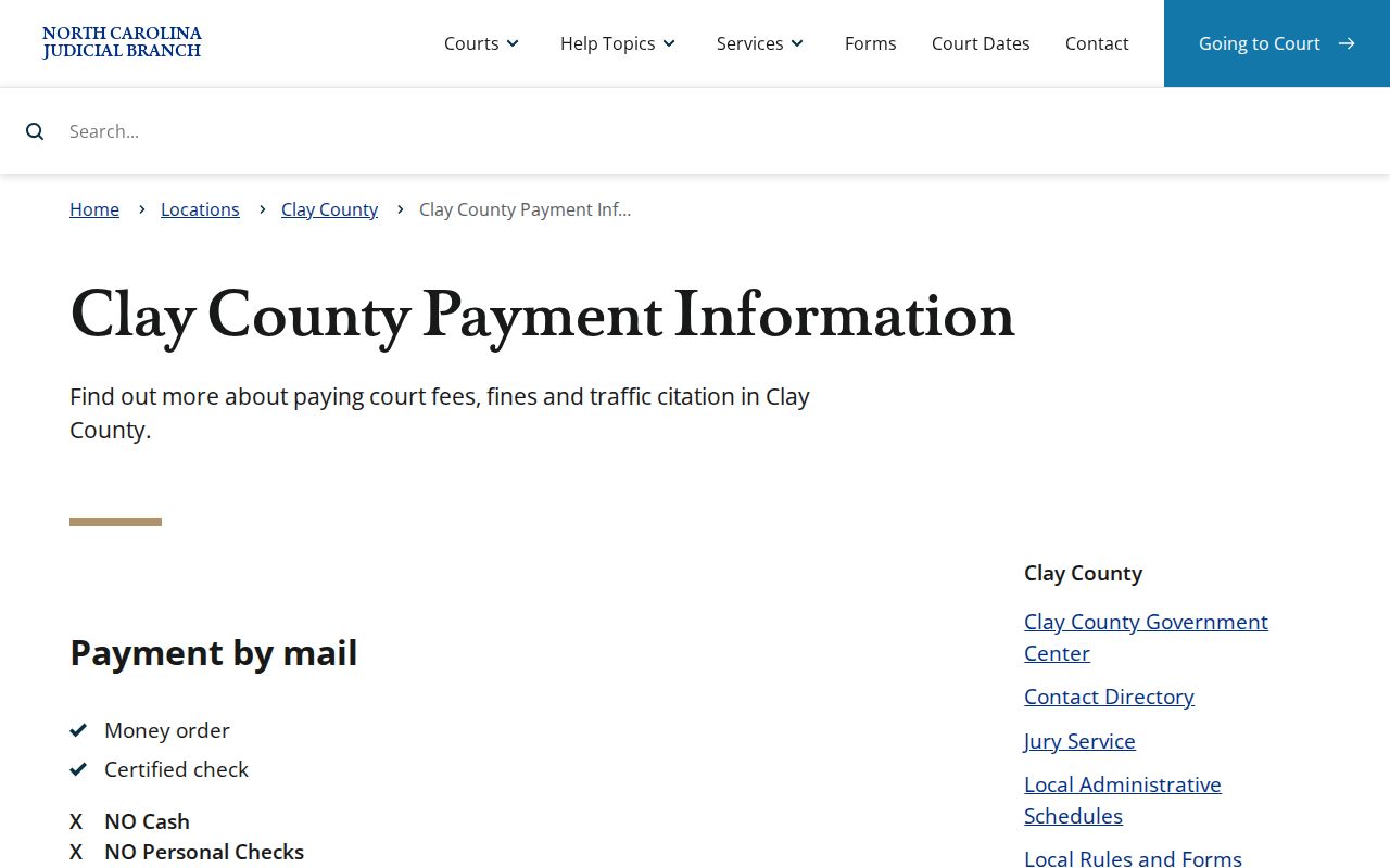 Clay County traffic court records payment information